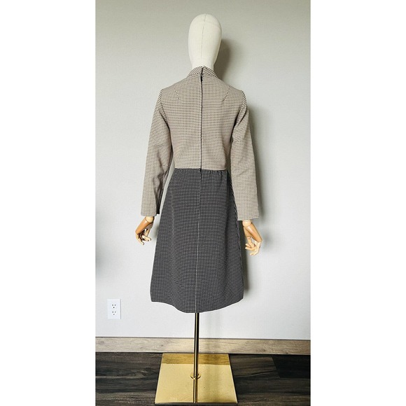Richard Frontman Vintage 60s Brown Black High Neck Belted Sheath Dress Sz S/M? - Picture 8 of 15